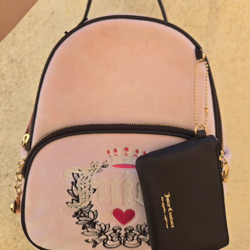 Juicy Couture Pink and Black Floral Backpack